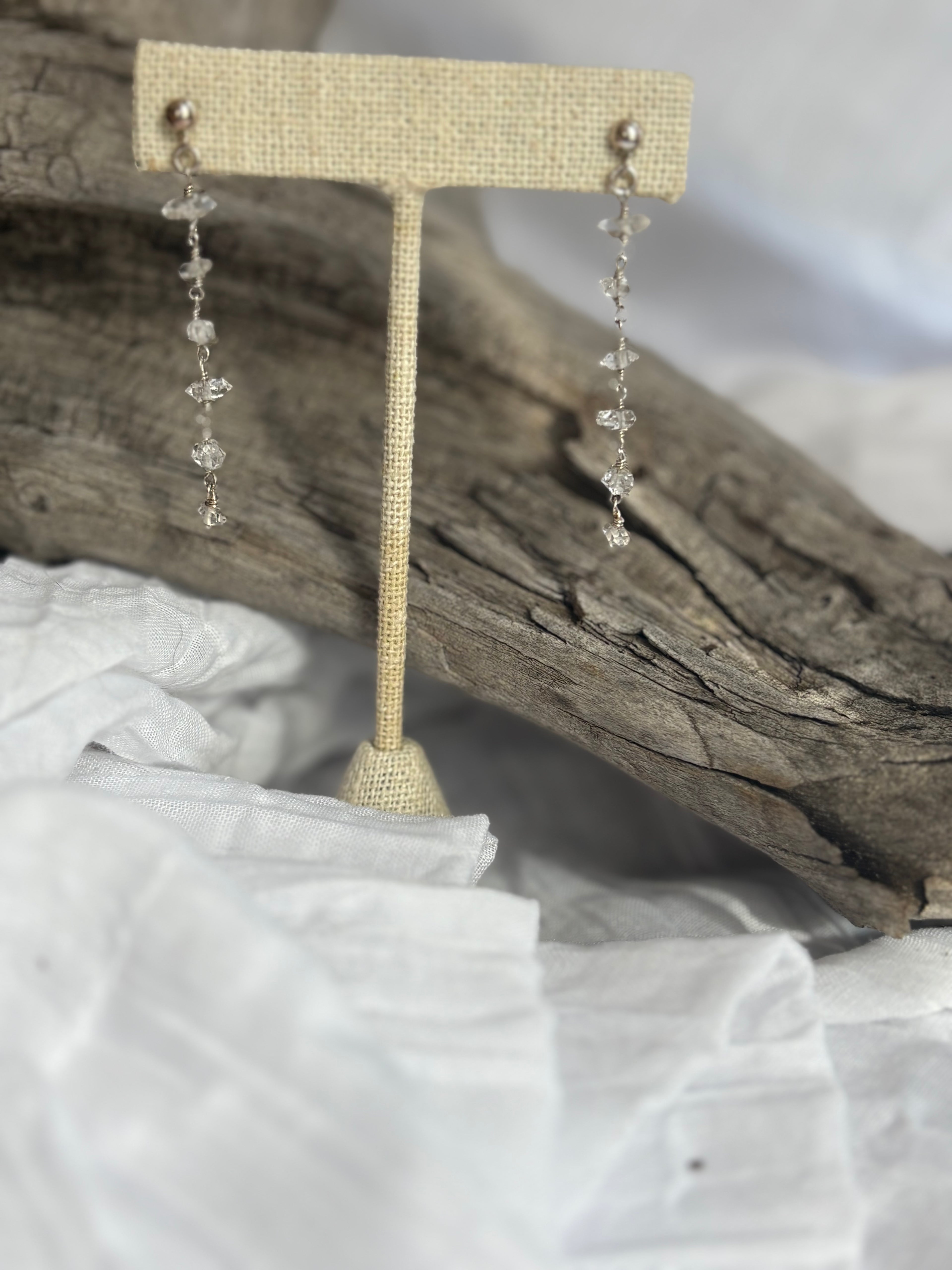 attunement. herkimer diamond double terminated crystal drop earrings in sterling silver