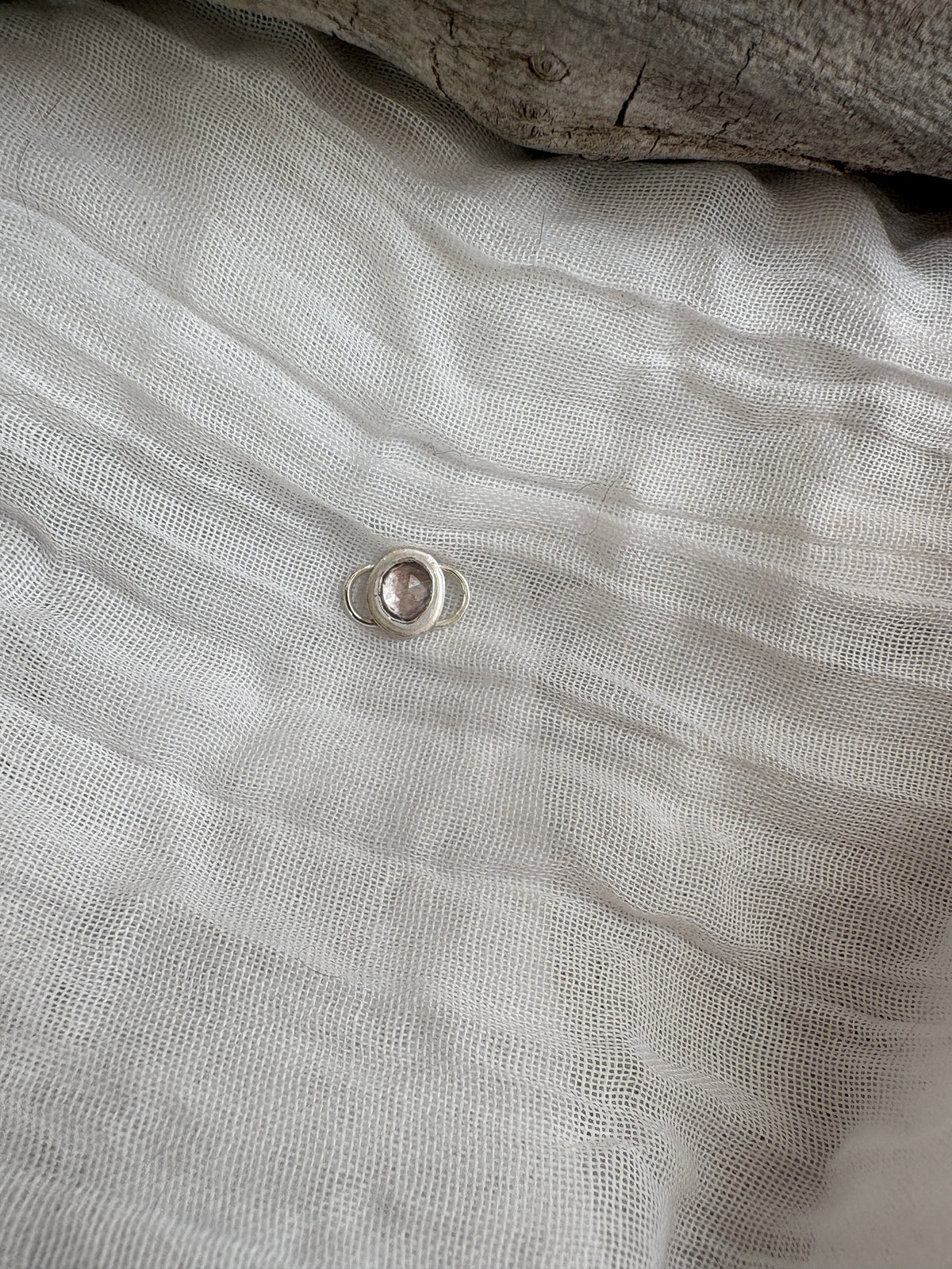 intuition. a pale lavender rose cut spinel connector set in sterling silver for permanent jewelry or custom bracelet