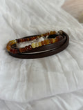 the golden hour.  ombre golden opal and leather wrap bracelet
