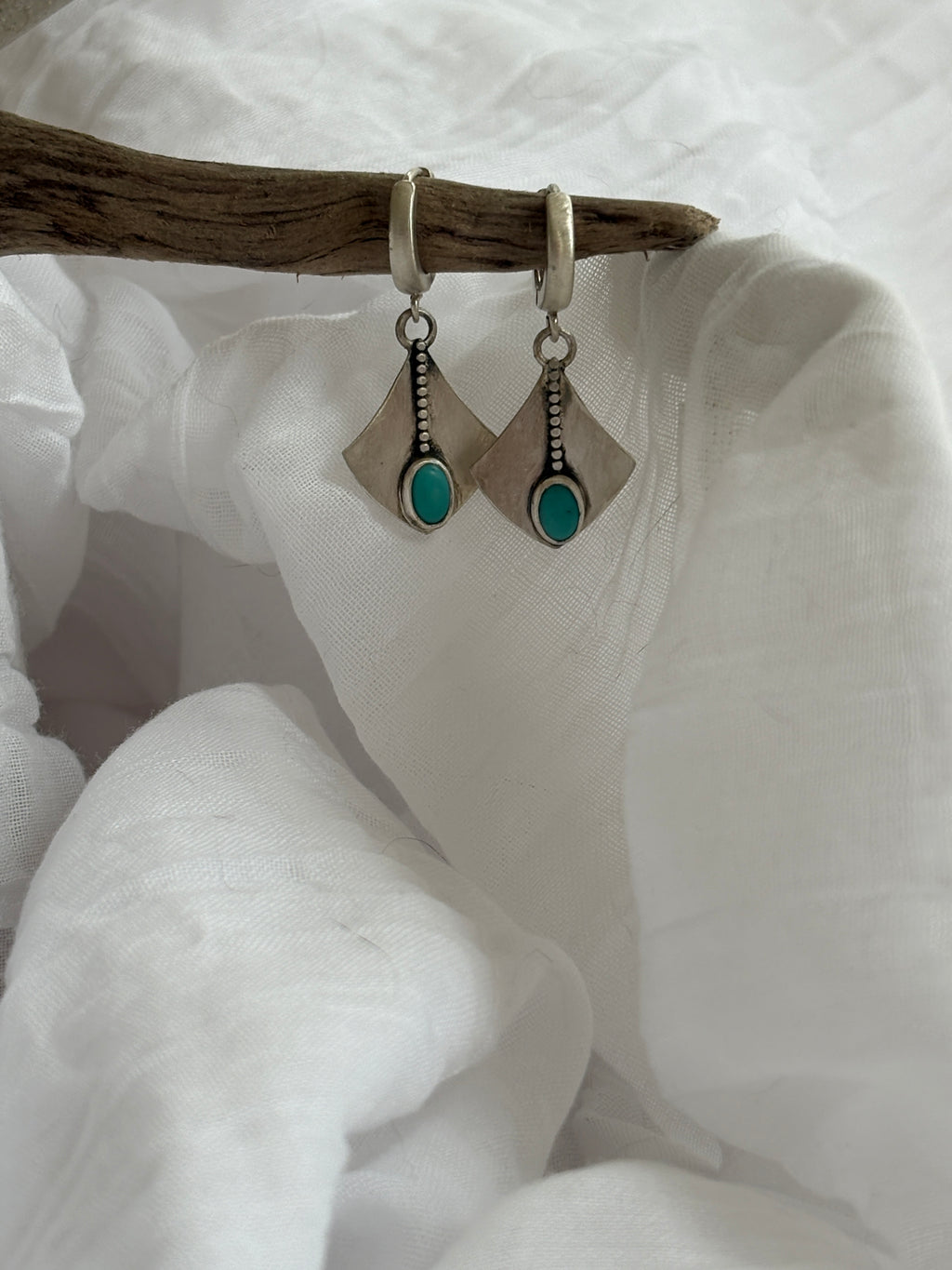 ray. turquoise and sterling silver earrings, artisan crafted