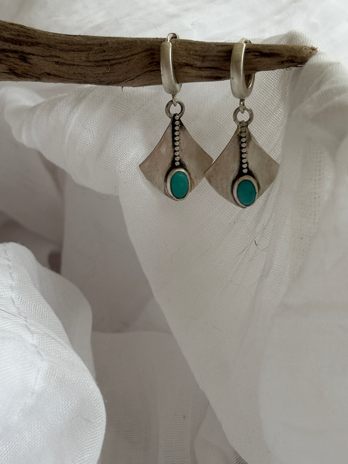 ray. turquoise and sterling silver earrings, artisan crafted