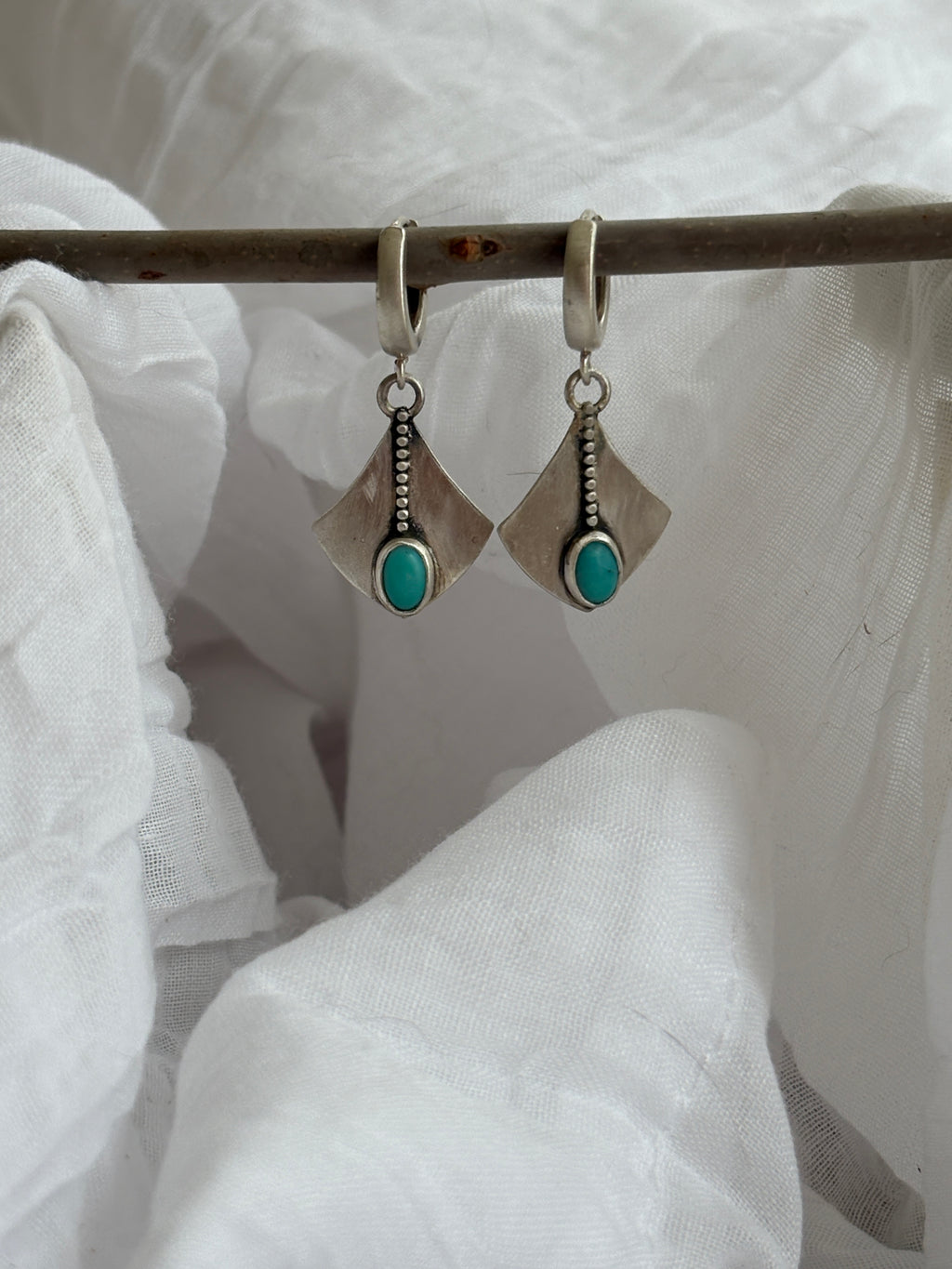 ray. turquoise and sterling silver earrings, artisan crafted