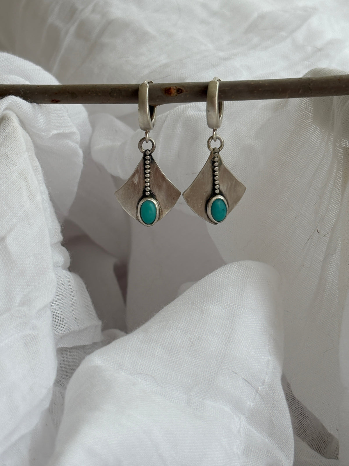 ray. turquoise and sterling silver earrings, artisan crafted