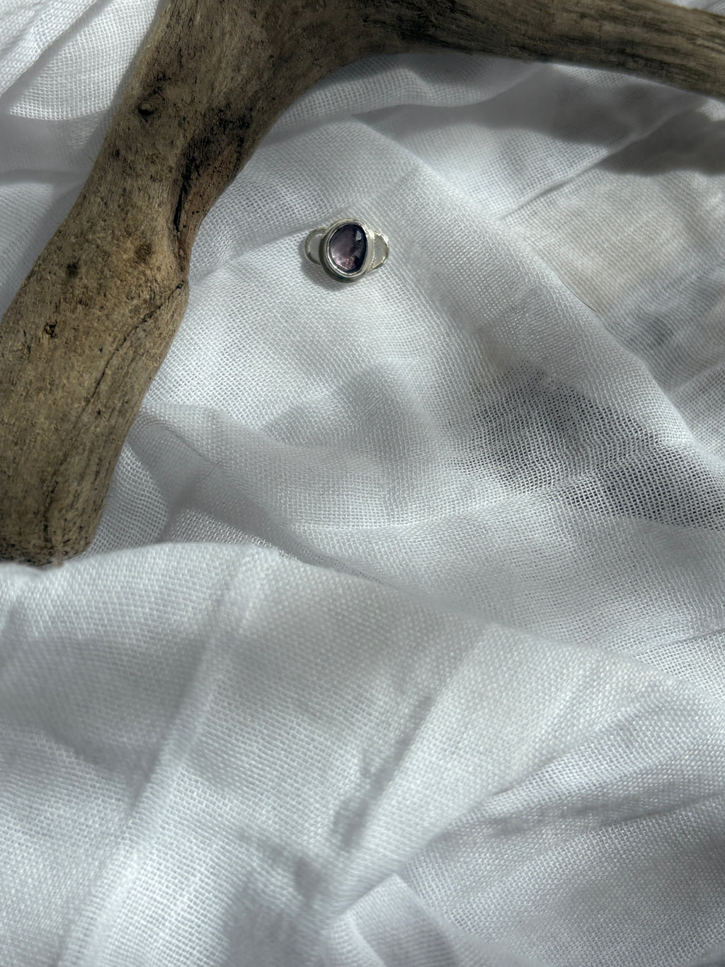 intuition. a pale lavender rose cut spinel connector set in sterling silver for permanent jewelry or custom bracelet